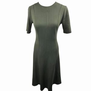 Banana Republic Olive Green Soft Touch Scuba Midi Dress Size XS Short Sleeve
